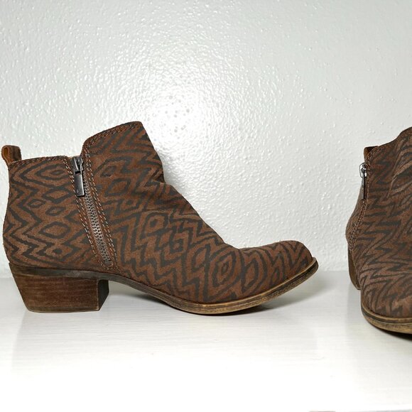 Lucky Brand Basel Booties Womens Size 8.5 Tribal Boho Ankle Boots Leather Suede - Picture 8 of 15